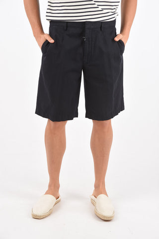 EZ LUXURY cotton and flax single pleat shorts