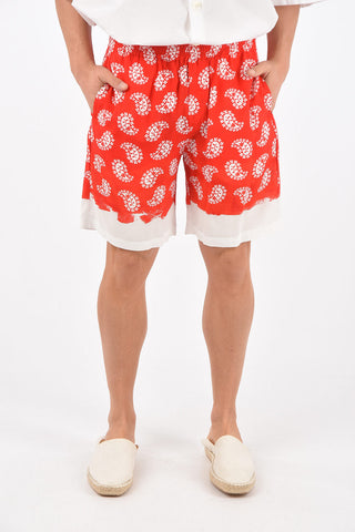 Bermuda con Stampa Paisley ed Elastico in Vita