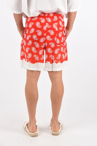 Bermuda con Stampa Paisley ed Elastico in Vita