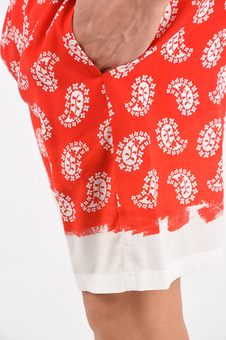 Bermuda con Stampa Paisley ed Elastico in Vita