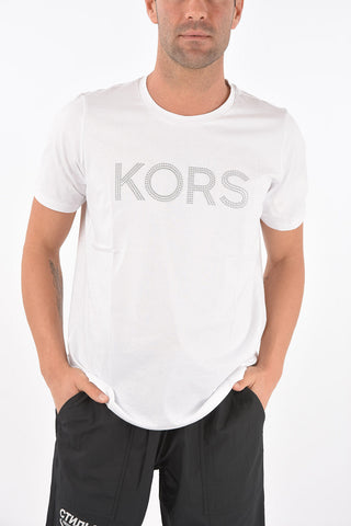 Crewneck T-shirt with Studded Logo