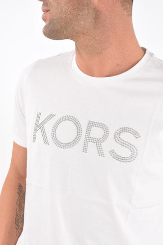 Crewneck T-shirt with Studded Logo
