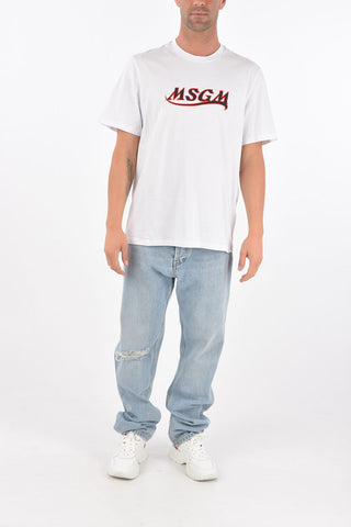Crew Neck Printed Logo Cotton T-Shirt