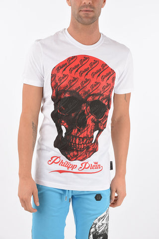 Crew Neck ALLOVER SKULL Cotton T-Shirt