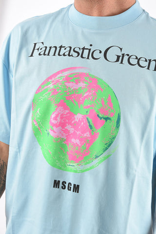 FANTASTIC GREEN Crew Neck Printed T-Shirt