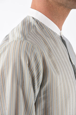 Striped Shirt with Mandarin collar