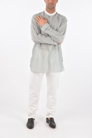 Striped Shirt with Mandarin collar