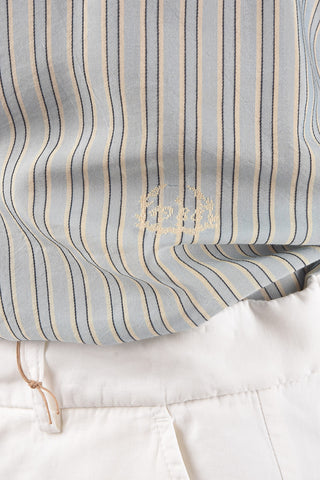Striped Shirt with Mandarin collar