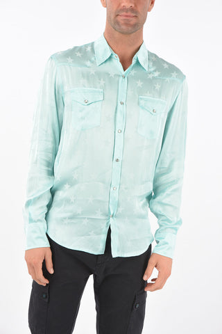 Printed Satin Shirt with 2 Breast Pockets