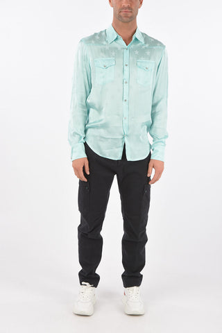 Printed Satin Shirt with 2 Breast Pockets