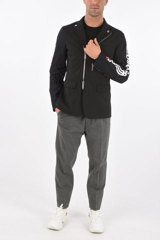 Blazer in Lana Stretch con Zip Frontale