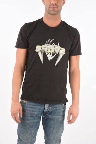 cotton T-DIEBIND-SLITS-A2 t-shirt with brave print