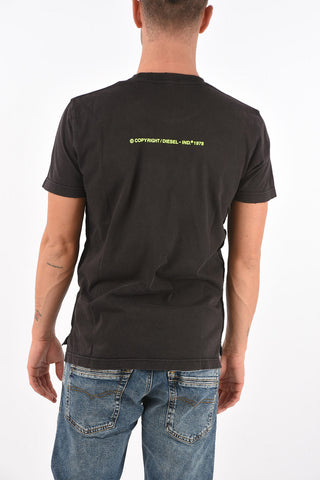 cotton T-DIEBIND-SLITS-A2 t-shirt with brave print