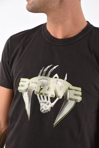 cotton T-DIEBIND-SLITS-A2 t-shirt with brave print