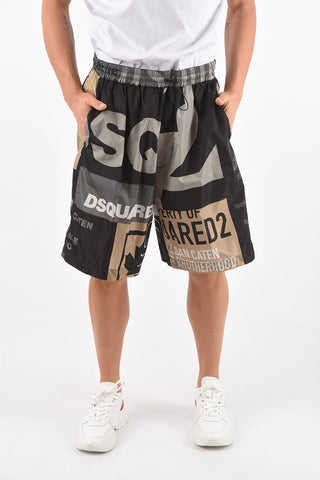 Shorts Stampati Monogram con Elastico in Vita