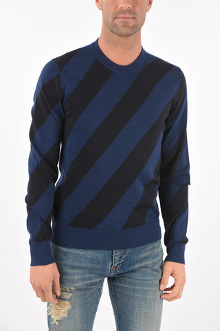 Crew Neck Two Tone Cashmere Blend Sweater