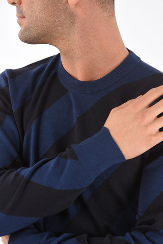 Crew Neck Two Tone Cashmere Blend Sweater