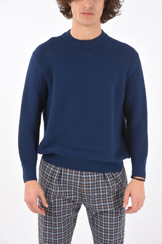 Maglione Girocollo a Coste con Ricamo laterale