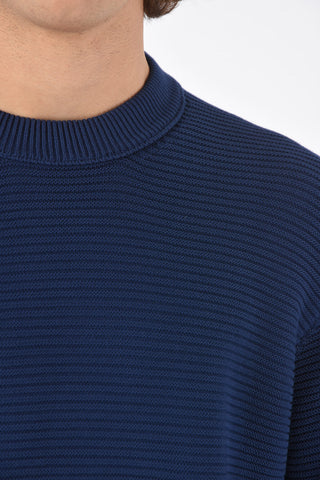 Maglione Girocollo a Coste con Ricamo laterale