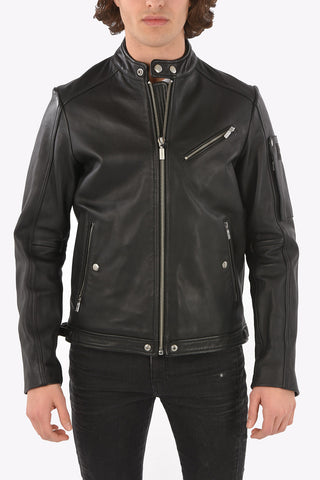 leather 2 pockets L-CASE-KA jacket with zip closure