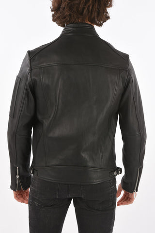 leather 2 pockets L-CASE-KA jacket with zip closure