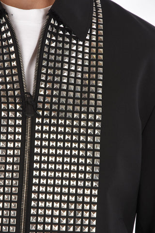 Frayed Hem Jacket with Studs