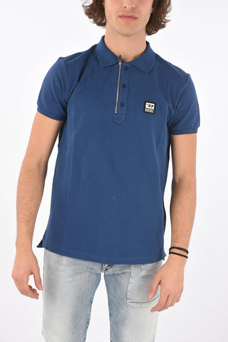 polo T-HARRY in cotone piquè con dettaglio zip
