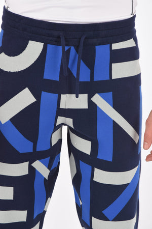Drawstring Monogram Fabric Joggers