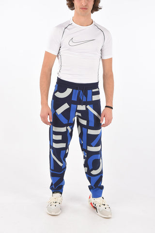Drawstring Monogram Fabric Joggers