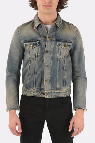 Distressed denim jacket vintage effect