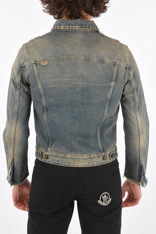 Distressed denim jacket vintage effect