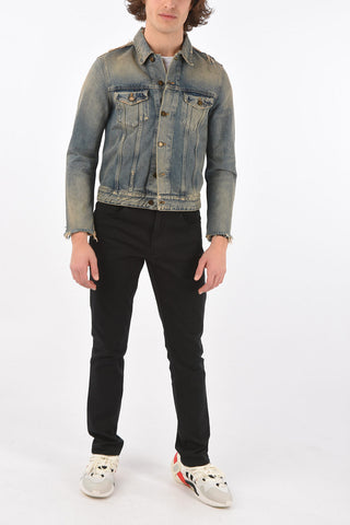 Distressed denim jacket vintage effect