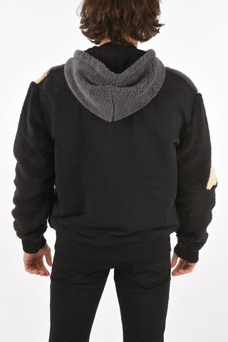 faux fur S-ALDY sweatshirt with hood and zip closure
