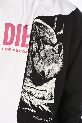 maxi front printed two tone S-BLASTY sweatshirt with hood