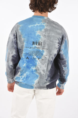 felpa girocollo S-MART-E4 effetto tie dye con stampa sul retro