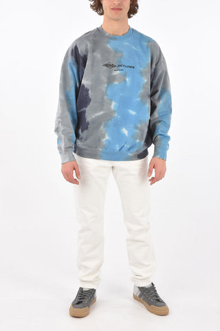 felpa girocollo S-MART-E4 effetto tie dye con stampa sul retro
