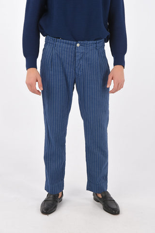 pinstriped A/ETON single pleat trousers