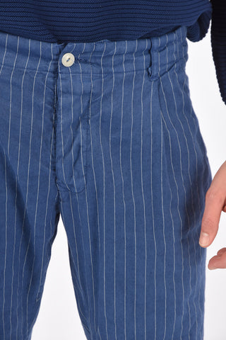 pinstriped A/ETON single pleat trousers