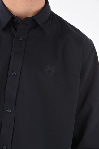 Camicia in Cotone Twill con Logo Ricamato