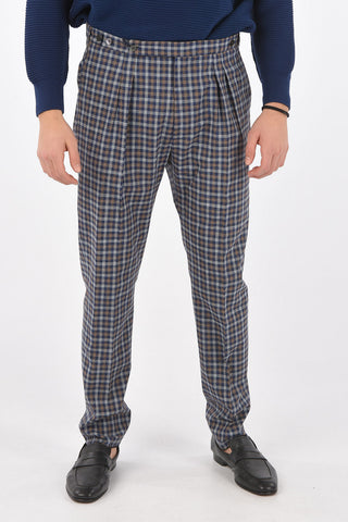 gun club check double pleat 4 pockets trousers