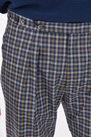 gun club check double pleat 4 pockets trousers
