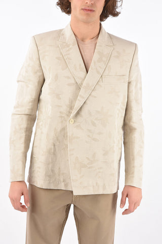 L'AMOUR floral-patterned center vent notch lapel LA VESTE MOULIN double-breasted blazer
