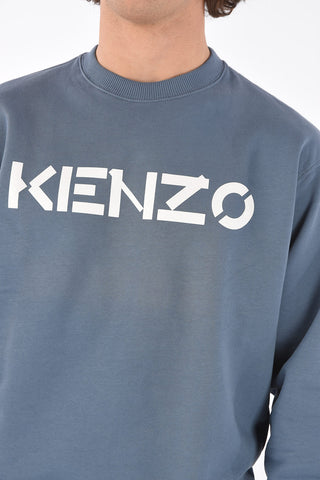 Crew Neck Printed Logo Cotton Sweatshirt