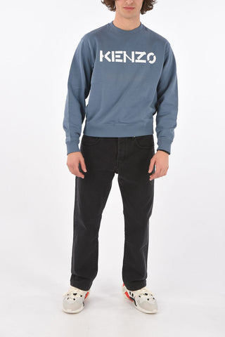 Crew Neck Printed Logo Cotton Sweatshirt