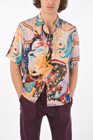 Short sleeve silk printed TURIYA shirt