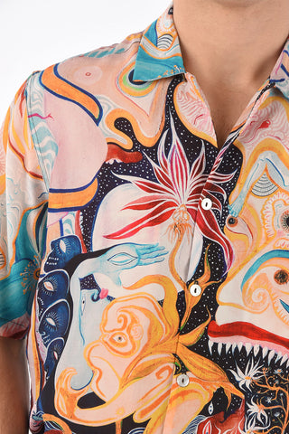 Short sleeve silk printed TURIYA shirt