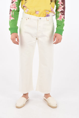 5 Pocket Raw Cut-edged Cropped Denims