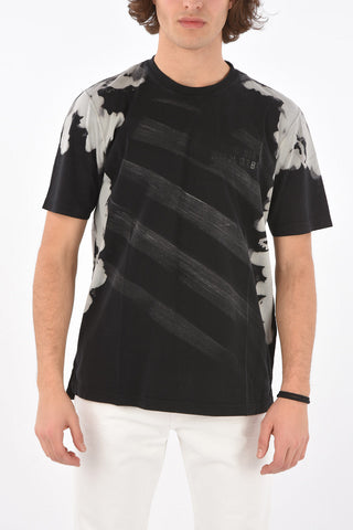 acid wash effect T-JUBIND-SLITS-A3 crew-neck t-shirt