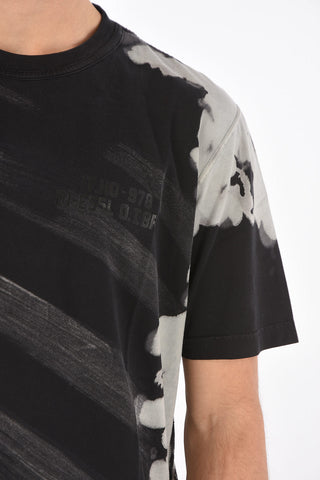 acid wash effect T-JUBIND-SLITS-A3 crew-neck t-shirt