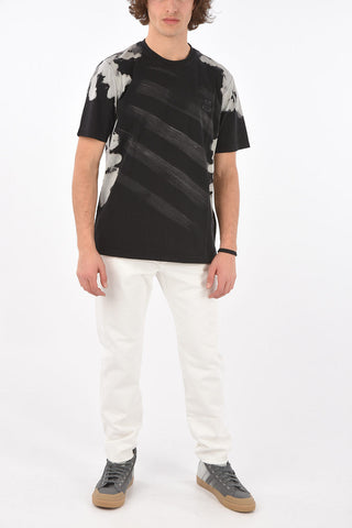 acid wash effect T-JUBIND-SLITS-A3 crew-neck t-shirt